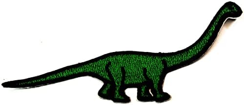 Kleenplus 2pcs. Green Dinosaur Sew Iron em manchas bordadas de desenho animado Brachosaurus Dinosaur Animal