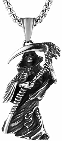 Colar de pingente de crânio de Scddboy para homens, colar de pendente Gothic Grim Reaper