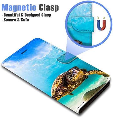 Para Samsung S9+, Galaxy S9 Plus, capa de capa de carteira de flip -flip, A21911 Blue Sea Turtle 21911