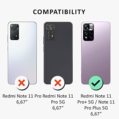 Kalibri Caso duro compatível com Xiaomi Redmi Nota 11 Pro+ 5g / Nota 11 Pro Plus 5G Case com slots