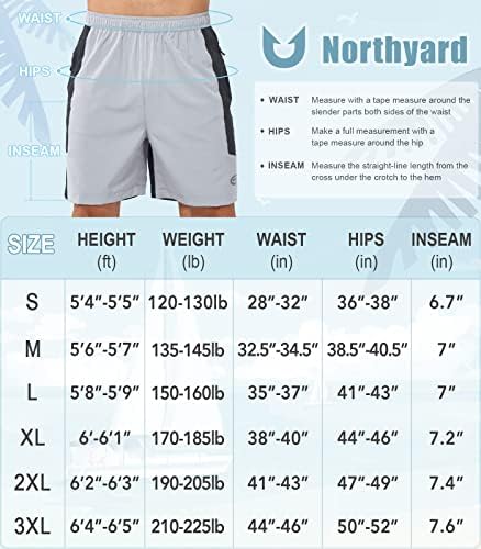 Northyard Men's 5 Surquitos atléticos de corrida Quick Dry Winet Gym Shorts 7 Sports de tênis de esportes leves