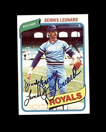 Dennis Leonard assinou 1980 Topps Kansas City Royals Autograph