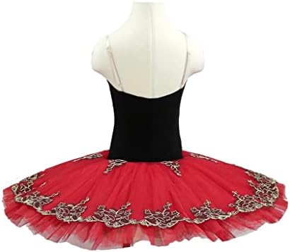 DSHDB preto vermelho pré-profissional de balé vestido figurino feminino e panqueca de bailarina para adultos
