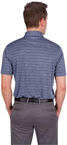 Camisa de golfe listrada em ajuste seco para homens - mens de 3 botões de camisa polo de colarinho - Ultra
