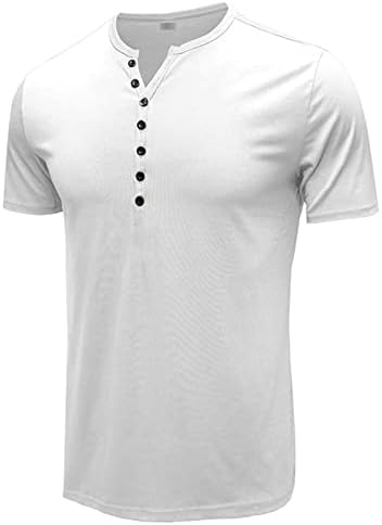 SOLUO Mens de manga curta Henley T-shirts Casual Tops de verão básicos Moda Modern Slim Fit Shirt