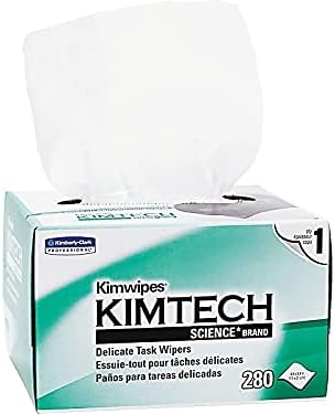 Kimtech 34155 Kimwipes, limpadores de tarefas delicadas, 1-Ply, 4 2/5 x 8 2/5, 280/caixa