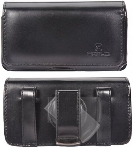 Premium Black Horizontal Leather Lateral Caixa de capa de capa com clipe de cinto giratório para
