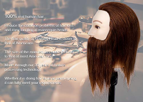 Stancia Hannequin Cabeça com cabelo, cabeça de manequim masculino Human Human, cabeça de 14 ”de mannequim,