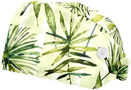 Pueple Palm folhas boné de trabalho com botão, chapéu de esfrega de moda para homens, 2 pacote