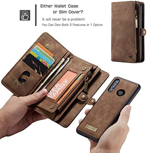 Caixa de bolsa para celular para huawei p30 lite carteira multifuncional capa de couro celular zíper e capa de