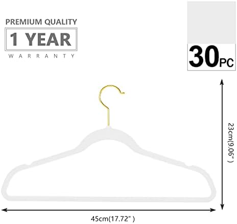 Mizgi Premium Velvet Pack 30 Pcs Heavyduty - Non Slip Slimline - Velvet Suit Sangers Branco