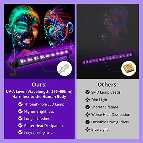 Gohyo 3 pacote 27W LED Black Light Bar, Luzes pretas para festa de brilho, barra de luz preta UV, brilho