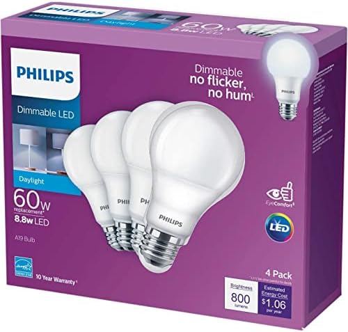 Lâmpada A19 LED-LED- Tecnologia de EyeComfort, 800 lúmen, luz do dia, 8,8W = 60W, E26 Base, Título 20