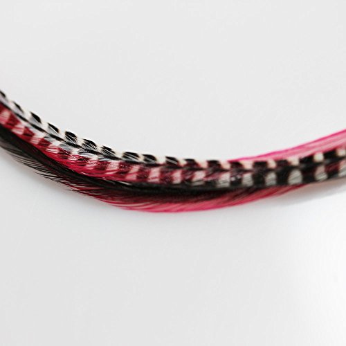 Extensão de penas de penas rosa e preto mix 6 -11 penas para extensão de cabelo incluem 2 micro contas