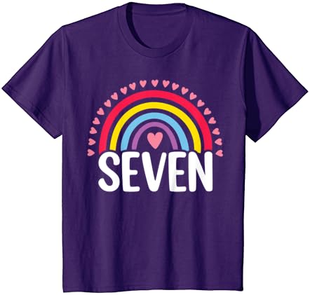 Crianças de 7º aniversário Fã Rainbow Fan 7 Years Girls 7 Bday T-Shirt