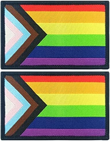 JBCD 2 Pacote Pacote Pride Lesbian Flag Patch Sunset Pride Bandeiras Rainbow Sinalizador LGBT Patch tático