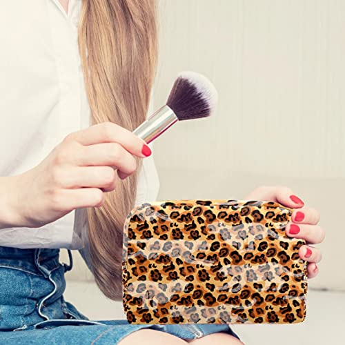 Leopardo transparente e impressões silhueta pequena bolsa de maquiagem para bolsa de bolsa cosmética