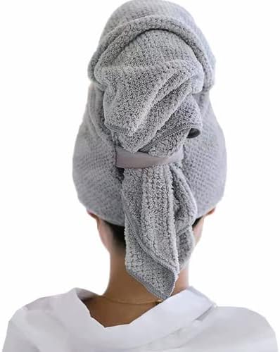 Toalha de cabelo de microfibra Yanboyi embrulhada para mulheres, anti-frizz de cabelo grande secagem