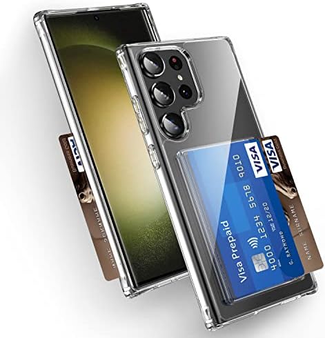 Fdtcyds Samsung Galaxy S22 Caso Ultra com porta -cartão, Caixa de carteira de proteção híbrida - Limpa -