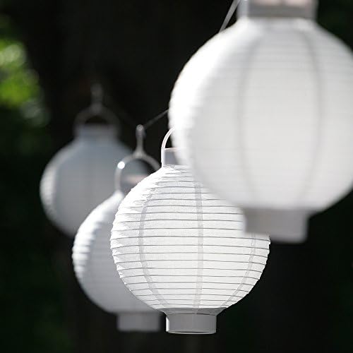Lumabase solar lanternas de nylon, branco - conjunto de 3