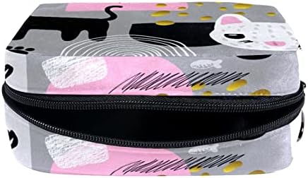 Tbouobt Makeup Bag Zipper Bolsa Travel Organizador Cosmético para Mulheres e Meninas, Cartoon Animal Cat Rainbow