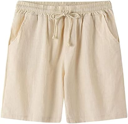 Shorts de linho de algodão meymia masculino, 2023 Summer Men Men casual Color Solid Lace-up Caminhadas