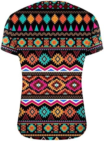 Camisas de manga curta para mulheres Crew pescoço asteca astecas geométricas Tees gráficos Bloups Casual