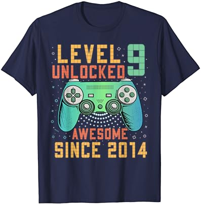 Nível 9 Desbloqueado 9º aniversário de 9 anos de idade Gamer Gamer T-shirt