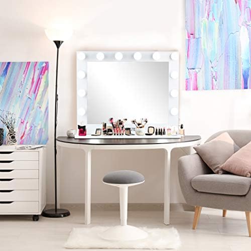 Espelho de maquiagem da vaidade iluminada - espelho montável cosmético com 14 luzes LED diminuídas