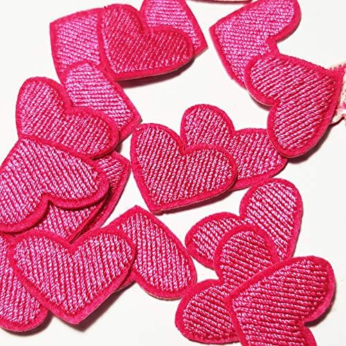 Lote de 20 pequenos corações vermelhos de ferro bordado em patches de apliques diy 20x16mm