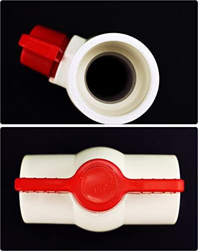 QWORK 1-1/4 Válvula de esfera de PVC, 4 válvulas de embalagem com desligamento de água de alcance
