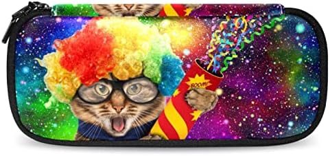 Bolsa de maquiagem, bolsa de cosméticos, organizador de bolsa de maquiagem à prova d'água, Galaxy Cat Rainbow Universo