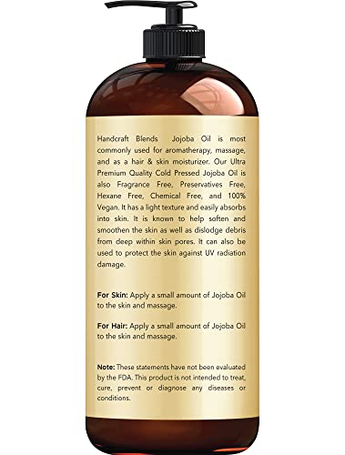 Oil de jojoba manual 16 fl. Oz-óleo jojoba puro e natural para a pele, rosto e cabelo-Óleo de Jojoba Antienvelhecimento