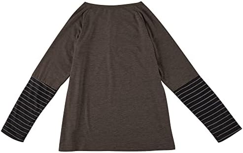 Fshaoes meninas túnicas tops listrados de pulôver de botão listrado camisetas camisetas coloridas camisetas