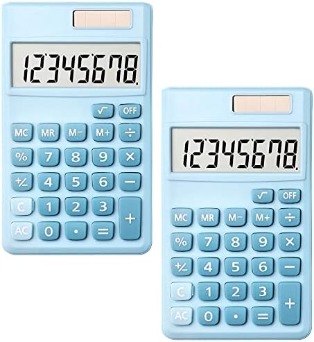 Calculadora básica do tipo CLT-120, alimentada por bateria e painel solar com LCD de 8 dígitos para