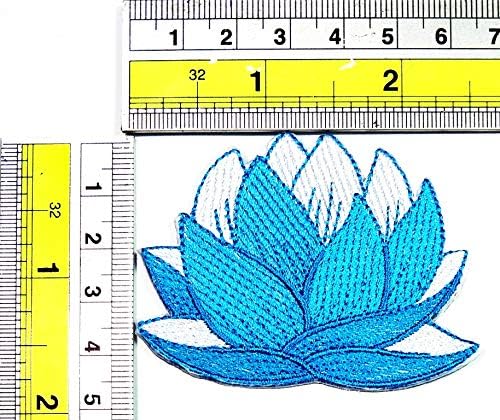 Parita Blue Lotus de Buda Bordado Bordado Ferro em Sew On adesivos de lótus Borno