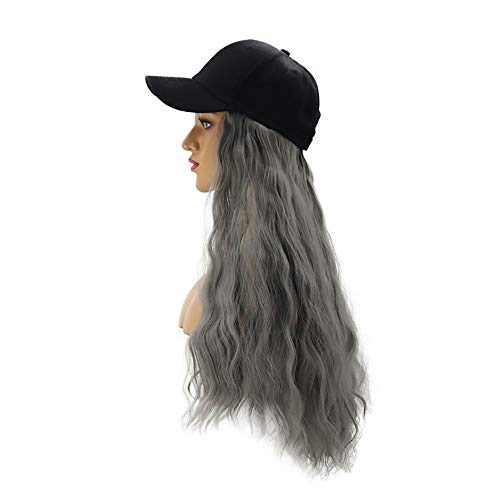 Yang1mn estrela moda cinza lady wig chapéu de peça de pebech wig milho de milho perm