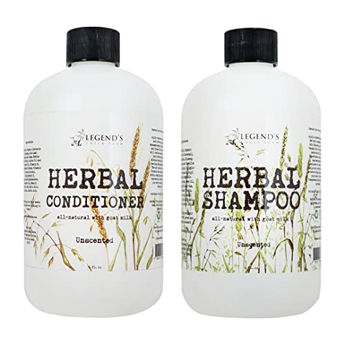 Fazenda de Legend's Creek, pacote de shampoo de leite de cabra com ervas com condicionador, limpeza suave, calmante,