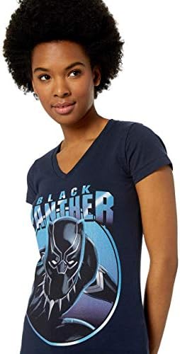 Marvel Women's Official Panther Gaze Junior's Camise de decote em V