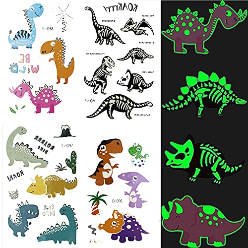 Tatuagens temporárias de dinossauros luminos