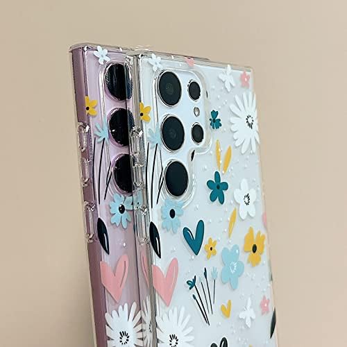 Yelovehaw para Samsung Galaxy S23 Caixa de telefone Ultra para mulheres meninas, padrão floral colorido e fofa em