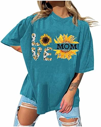 Camisetas de grandes dimensões para mulheres camisa de beisebol camisa do dia das mães cair no ombro