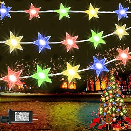 4 de julho Star Lights, 70 LED PATRIOTIC Star String Lights 8 Modos Plug-in, Luzes de fadas