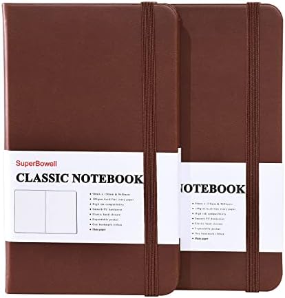 Superbowell A6 Notebook de capa dura, 2 pacotes de bolso, fechamento elástico, um marcador,