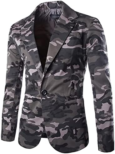 Maiyifu-gj Men's Camouflage Slim Fit Suit Jackets