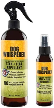 Cães shisperer tick + repelente de pulgas, naturais, força extra, eficaz em cães e seu povo 16 onças