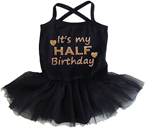 Kirei sui bebê menina meio aniversário tule preto Tutu Bodysuit Dress