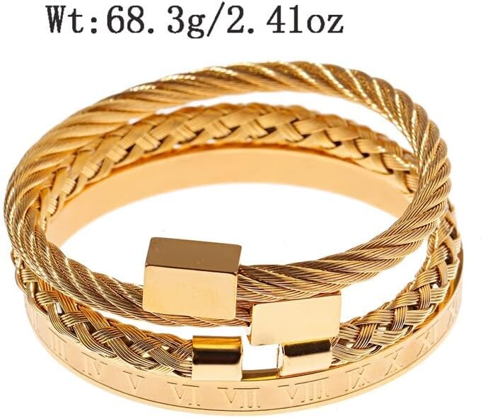 Minhi 3pcs/set jóias Hip Hop Gold Color Bracelets Men Charme Bracelets & Bangles Pulseira - Estilo 1_ Presentes