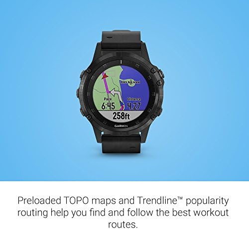 Garmin Fenix ​​5 Plus, Premium Multisport GPS Smartwatch, apresenta mapas de cores Topo, monitoramento da freqüência