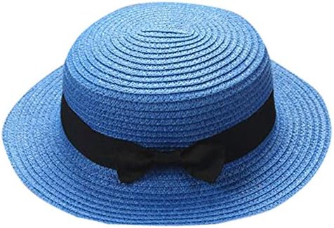 Chapéu de sol do sol, chapéu de palha de bowknot para crianças chapéu de boate largo vasto dobrável